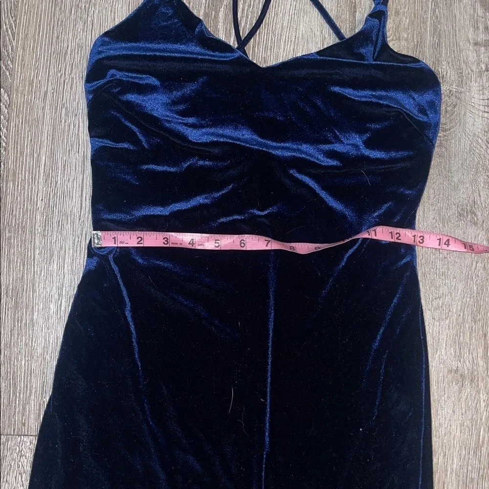 LULUS Midi Velvet dress wow worthy navy blue size medium strappy v neck